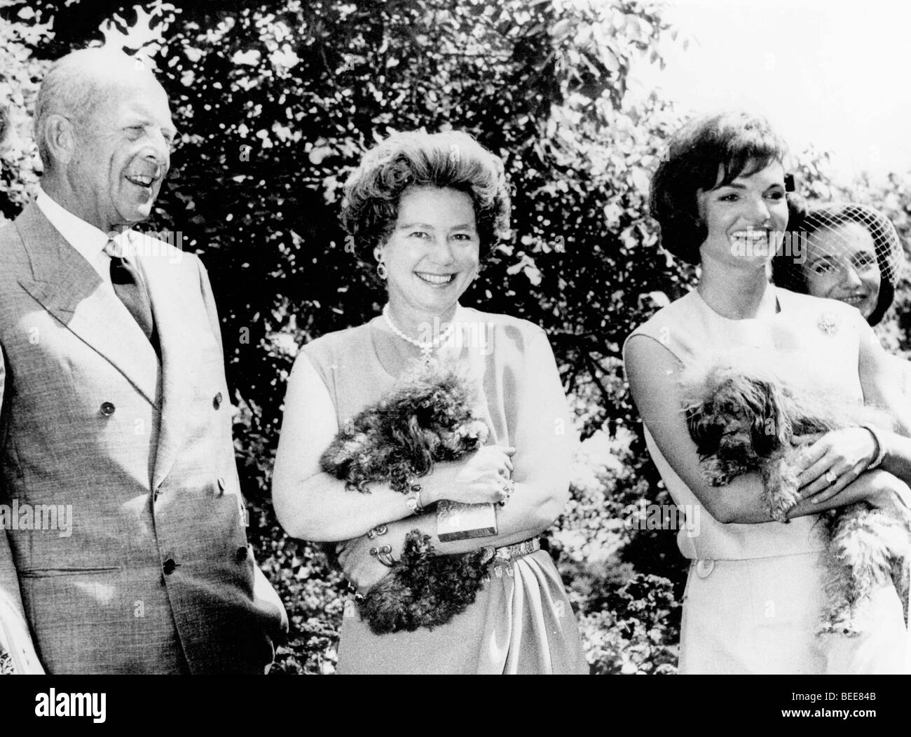 Jackie Kennedy Mittagessen mit der griechischen königlichen Familie Stockfoto