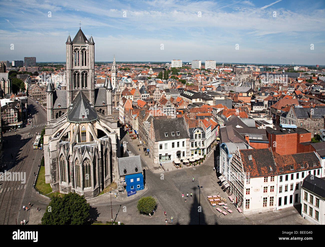 St. Nikolaus-Kirche und dem Stadtzentrum Gent Belgien Stockfoto