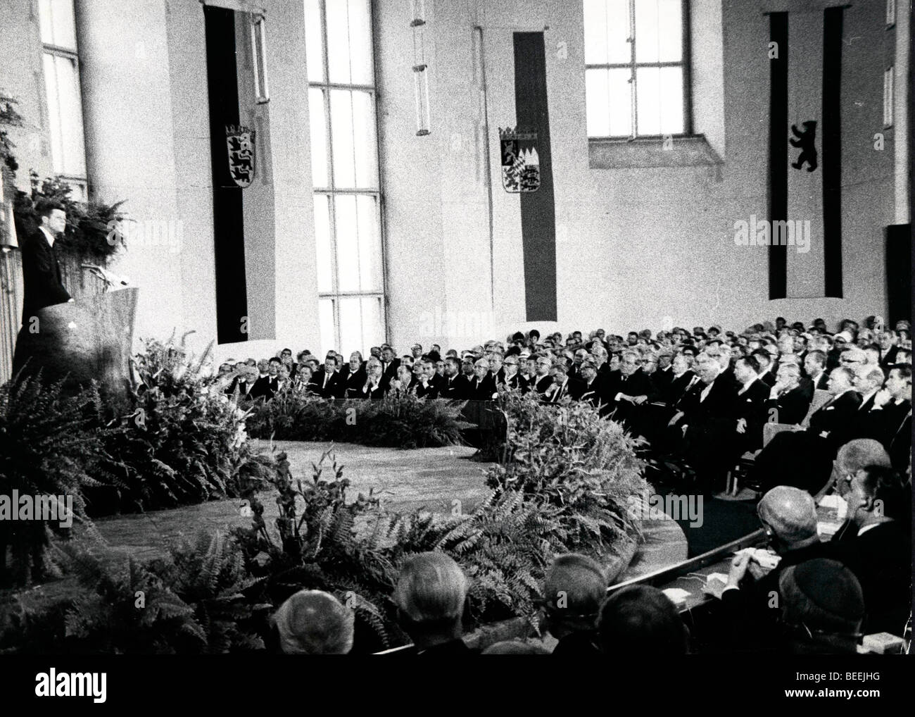 US-Präsident John Fitzgerald Kennedy spricht bei seinem Besuch in Westdeutschland Stockfoto