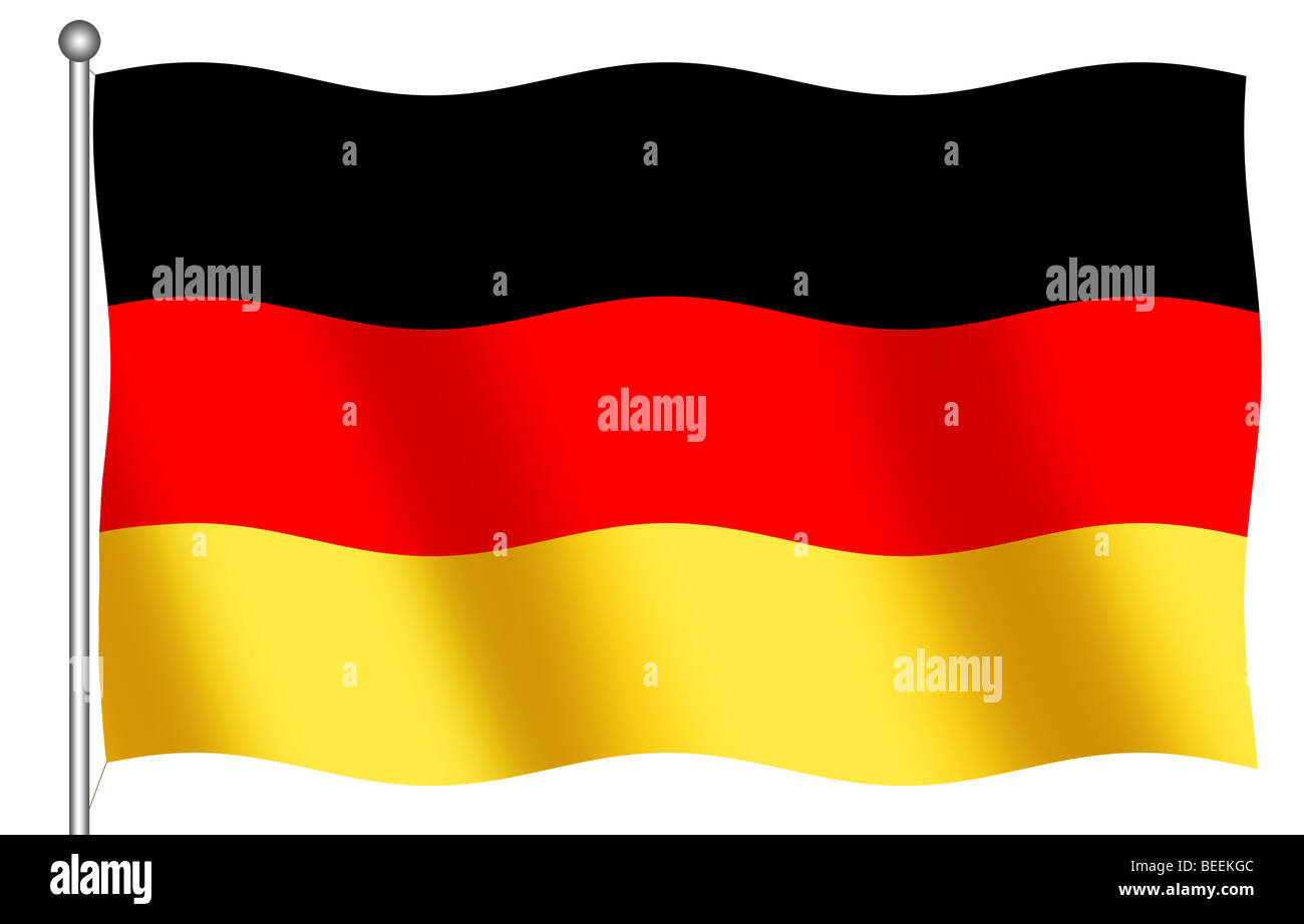 Deutsche Flagge auf einem weißen Hintergrund Stockfoto