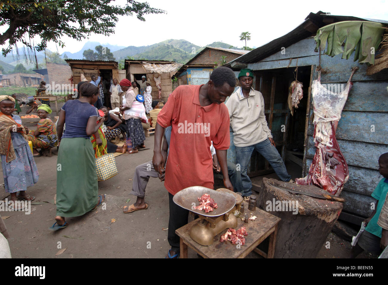 Bakonzo Dorf Markt, Rwenzoris, West-Uganda, Afrika Stockfoto