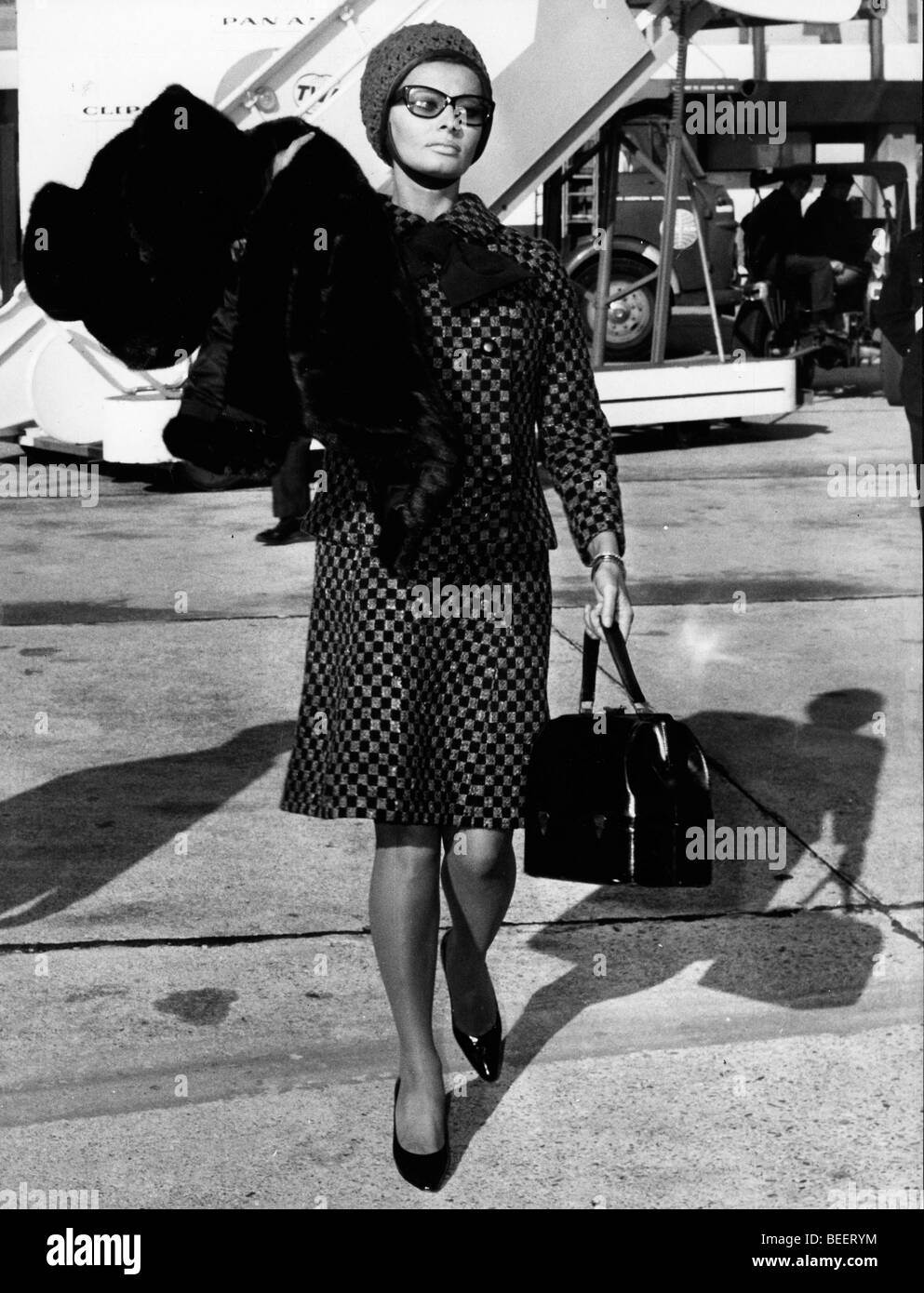 Schauspielerin Sophia Loren auf ihrem Weg nach London Stockfoto