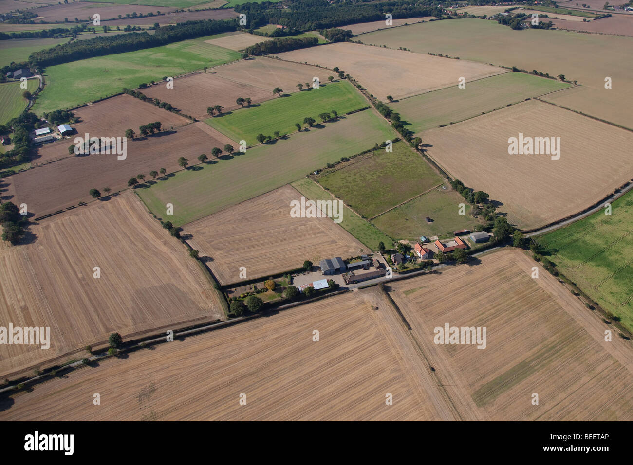 Luftbild Hof und Felder Gimingham Norfolk Stockfoto