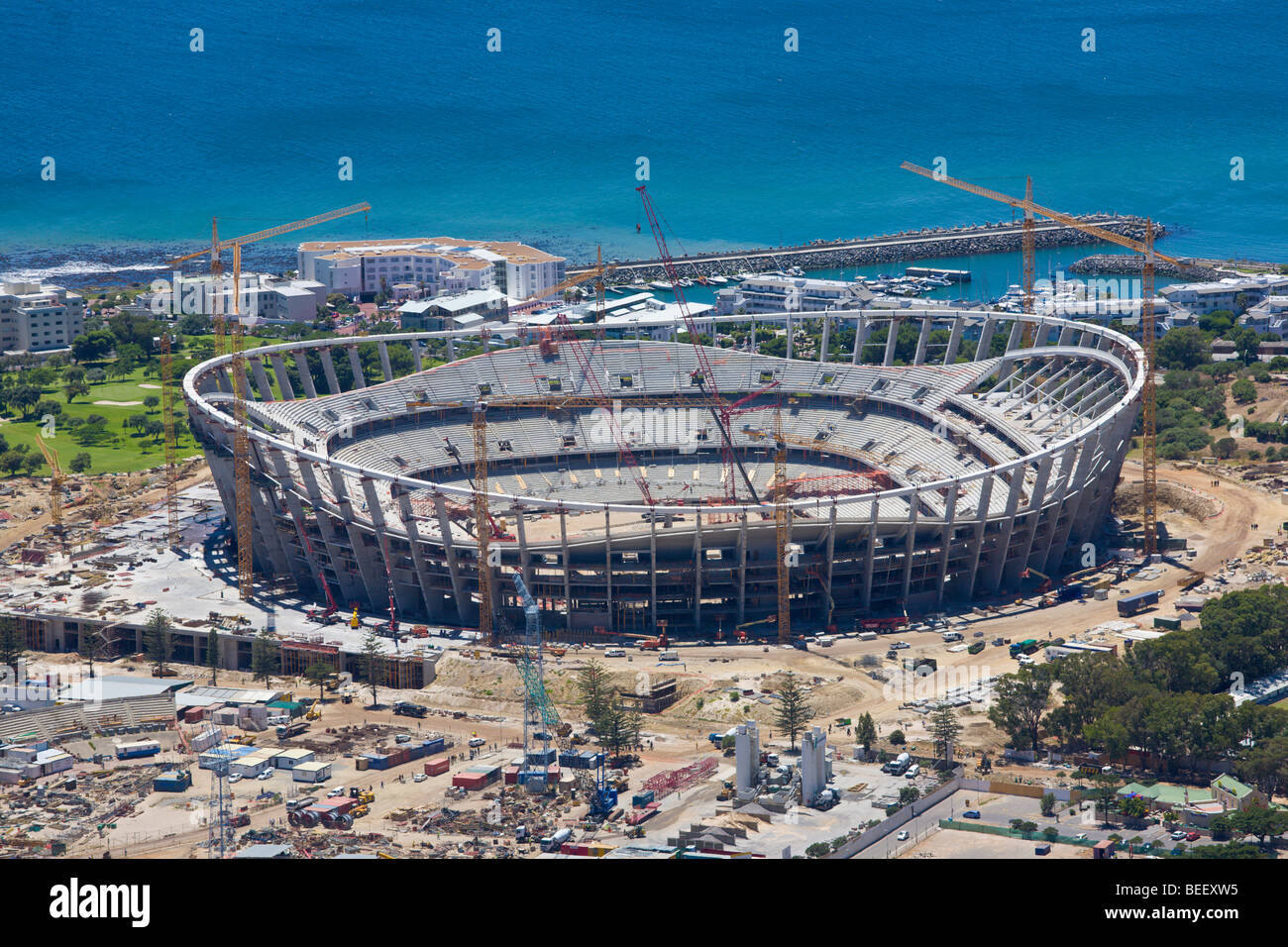 Bau des neuen Fußballstadions für 2010 WM Kapstadt in Südafrika Stockfoto