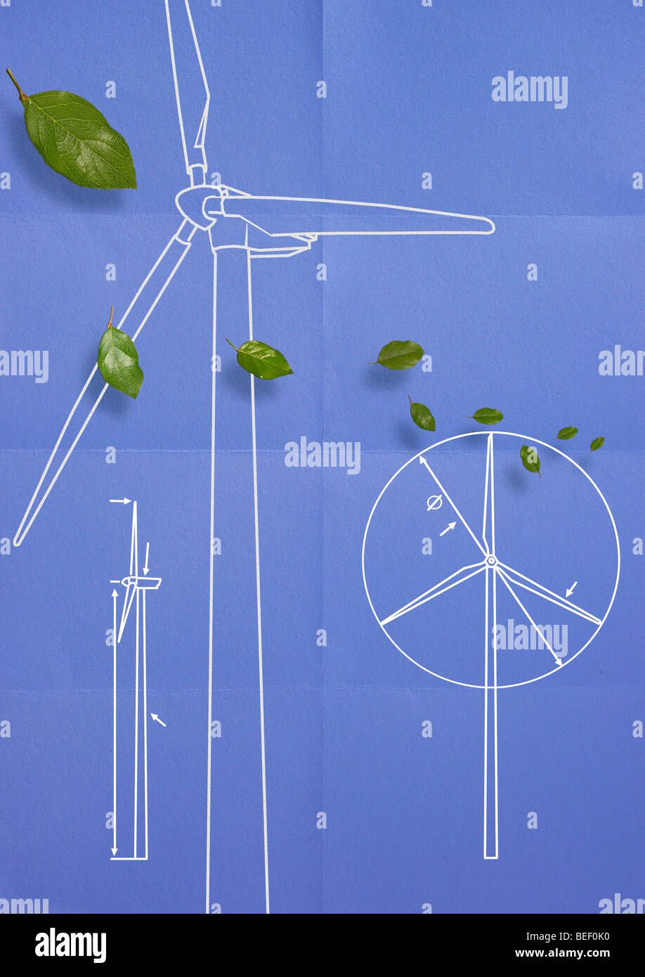 Design von Windkraftanlagen Stockfoto