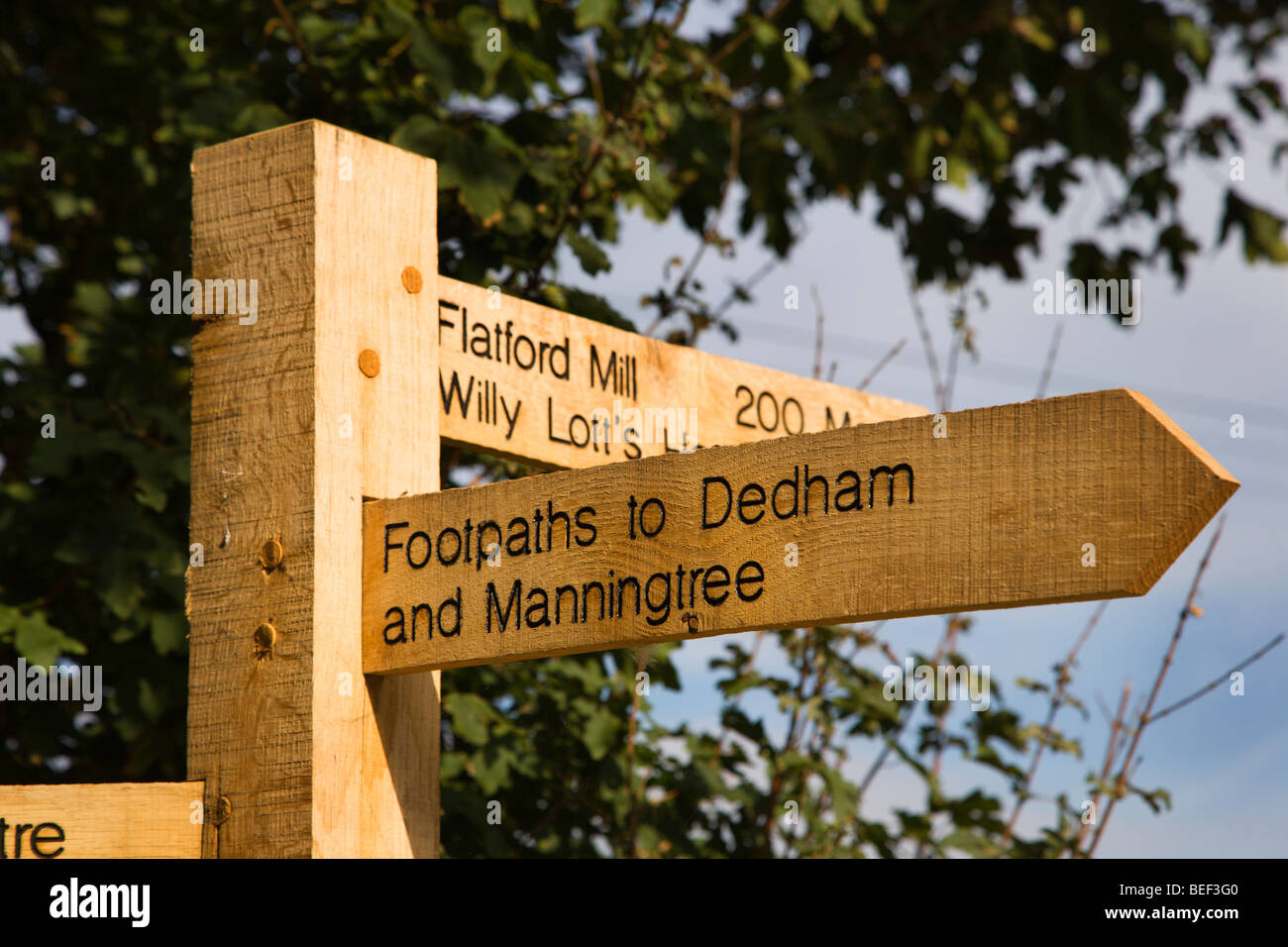 Wanderweg Zeichen Flatford East Bergholt Suffolk England Stockfoto