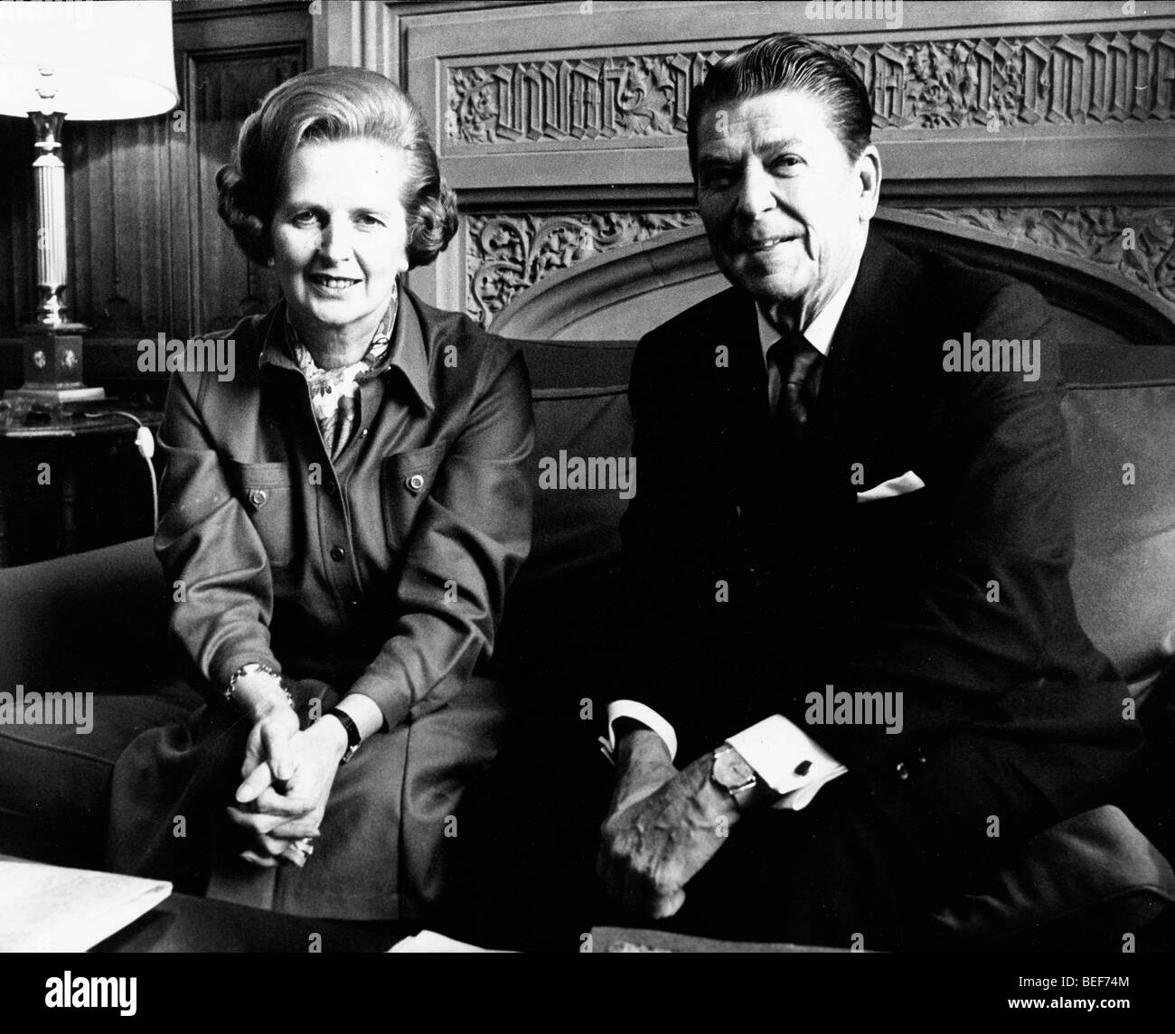 Präsident Ronald Reagan besucht Margaret Thatcher Stockfoto