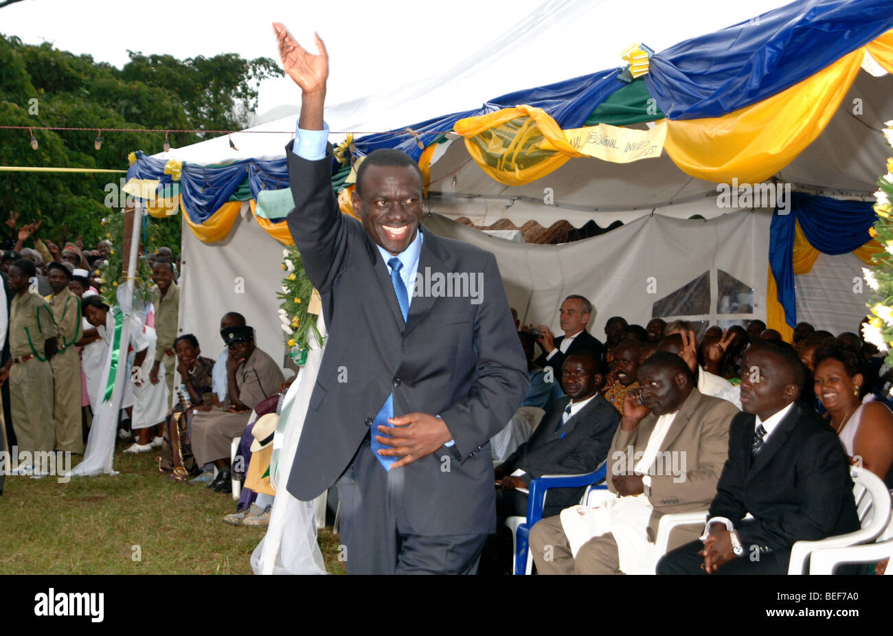 Kizze Besigye am Jahrestag der Krönung des Bakonzo König Mumbere Charles Omusinga, Kasese, Rwenzoris, West-Uganda, Afrika Stockfoto