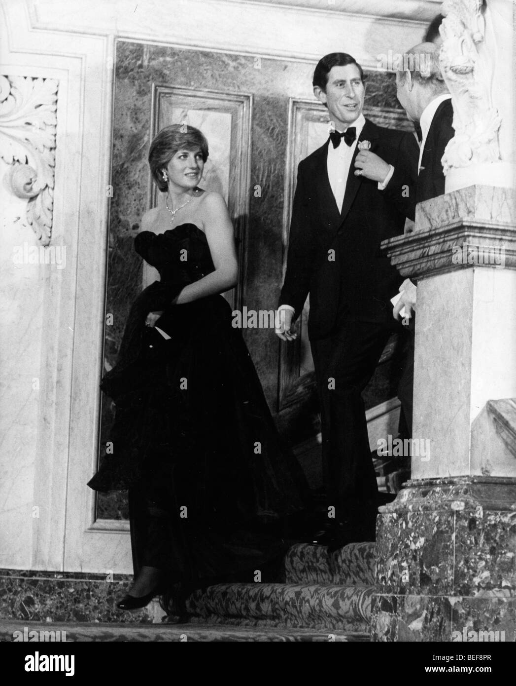 Prinz Charles und Prinzessin Diana bei Abendveranstaltung Stockfoto