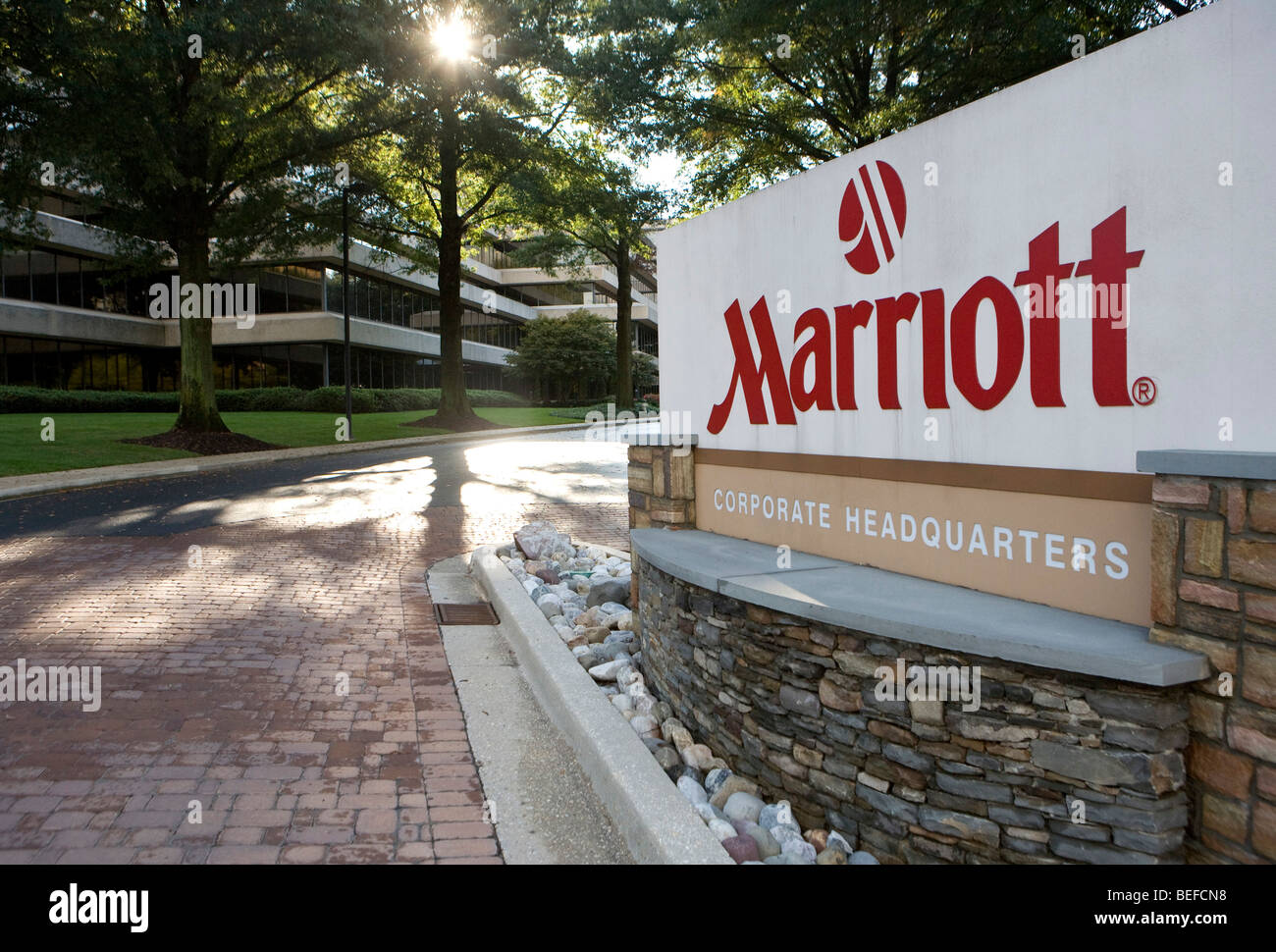 Die Konzernzentrale der Marriott Hotels in Maryland. Stockfoto