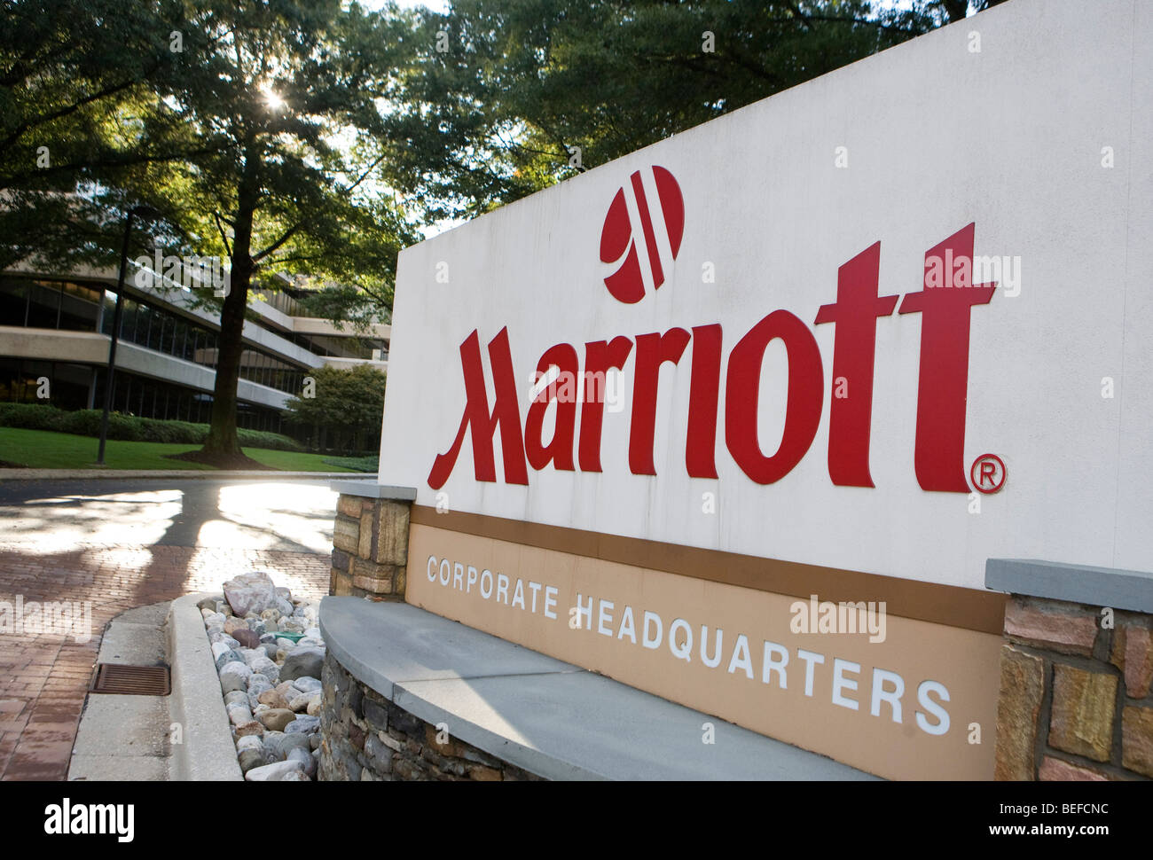 Die Konzernzentrale der Marriott Hotels in Maryland. Stockfoto