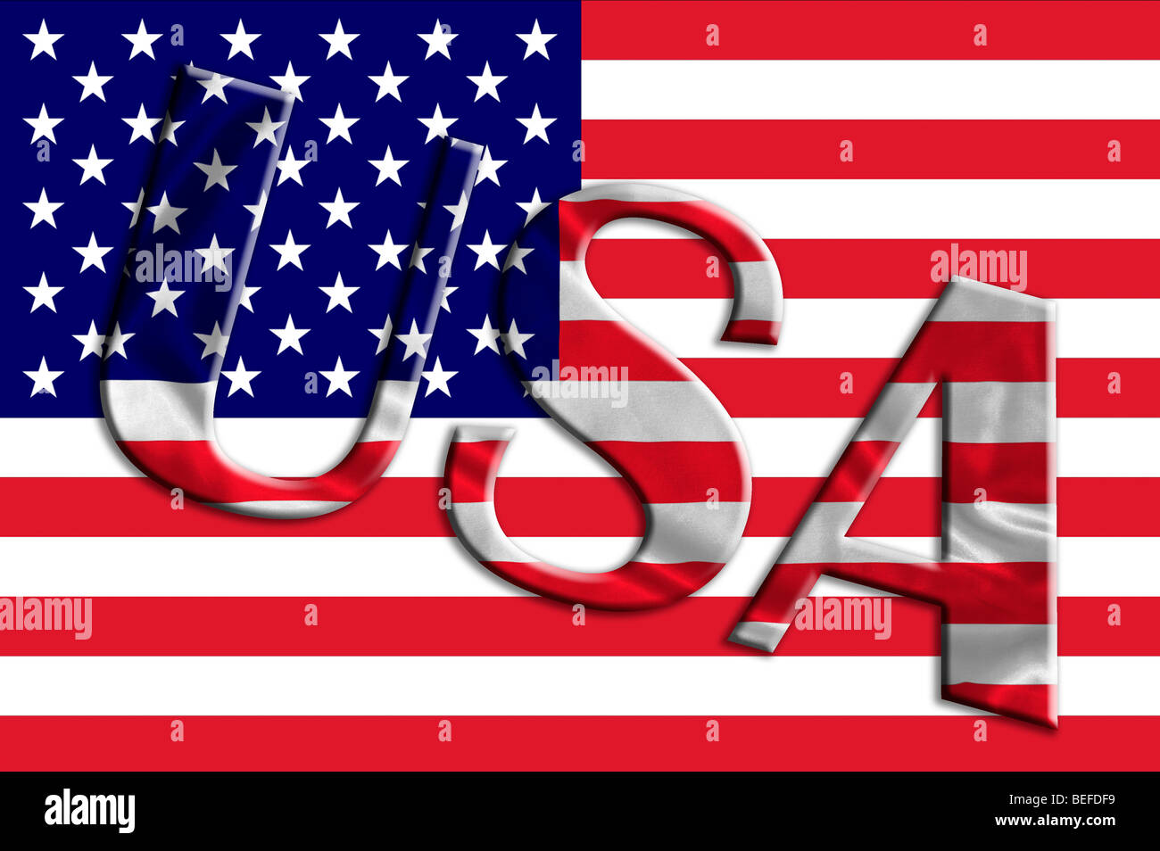 USA-Flagge und Schriftart Stockfoto