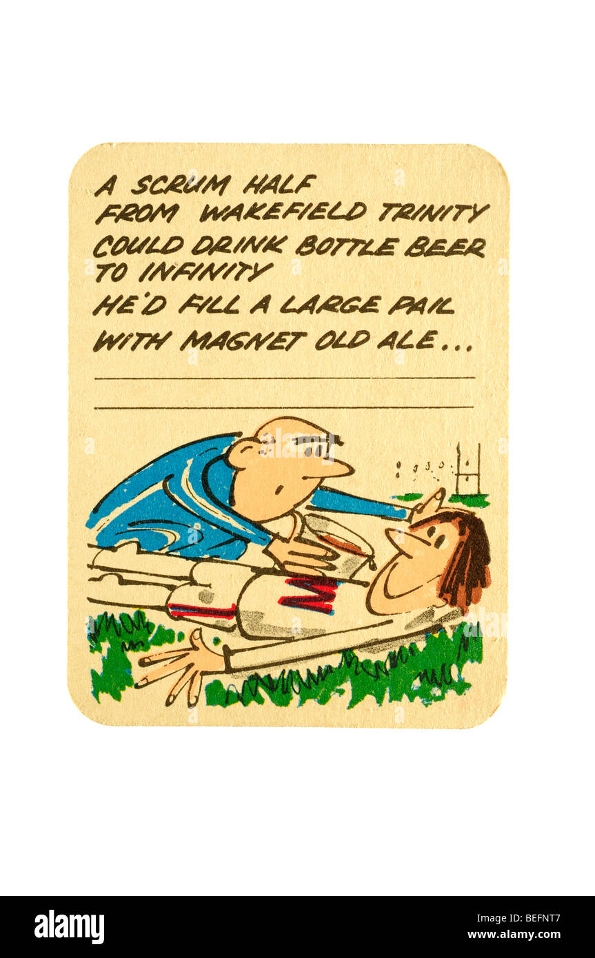 eine Hälfte von Wakefield Trinity konnte trinken Scrum Flasche Bier bis ins unendliche Hed füllen einen großen Eimer mit Magnet alten Ale Stockfoto