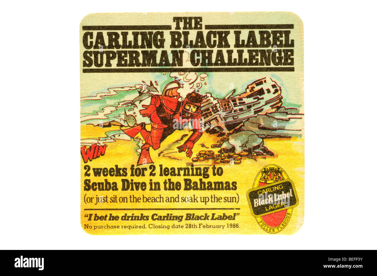 die Carling black Label Superman herausfordern 2 Wochen 2 lernen Scuba Tauchen auf den bahamas Stockfoto