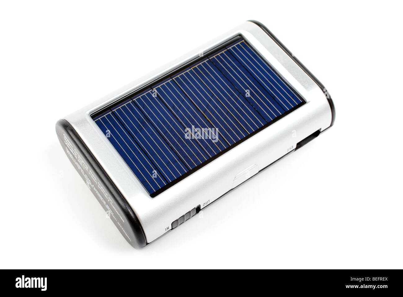 Solar Handy-Ladegerät isoliert auf weißem Hintergrund. Stockfoto