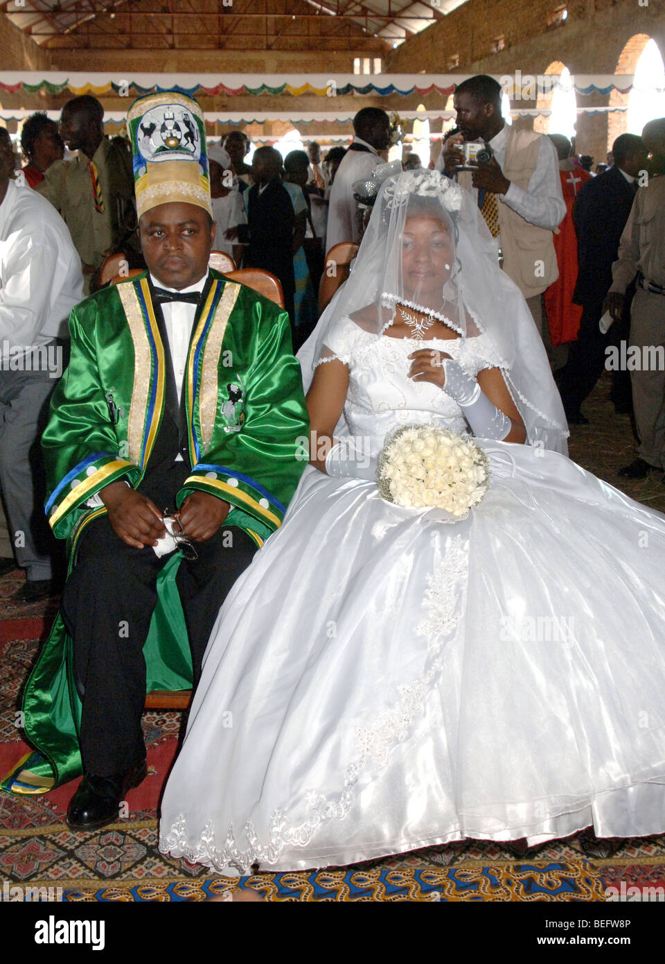 Hochzeit des Königs Omusinga Mumbere Charles Wesley Bakonzo, Königin Agnes, Kasese, Ruwenzori-Gebirge, West-Uganda, Afrika Stockfoto