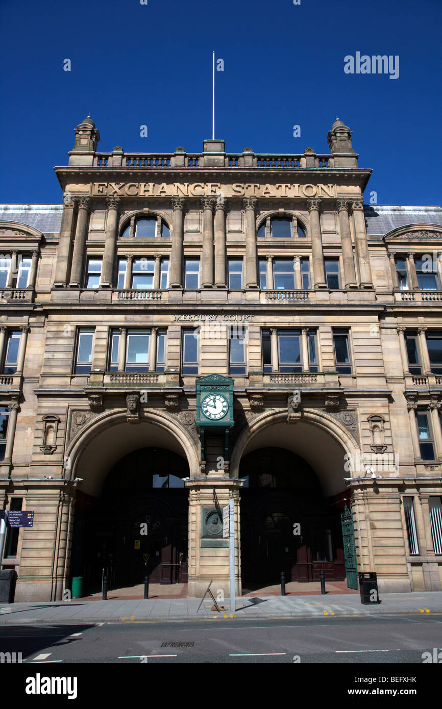 erhaltene Fassade Austausch Railway Station jetzt Quecksilber Gericht Bürogebäudes Liverpool Merseyside England uk Stockfoto