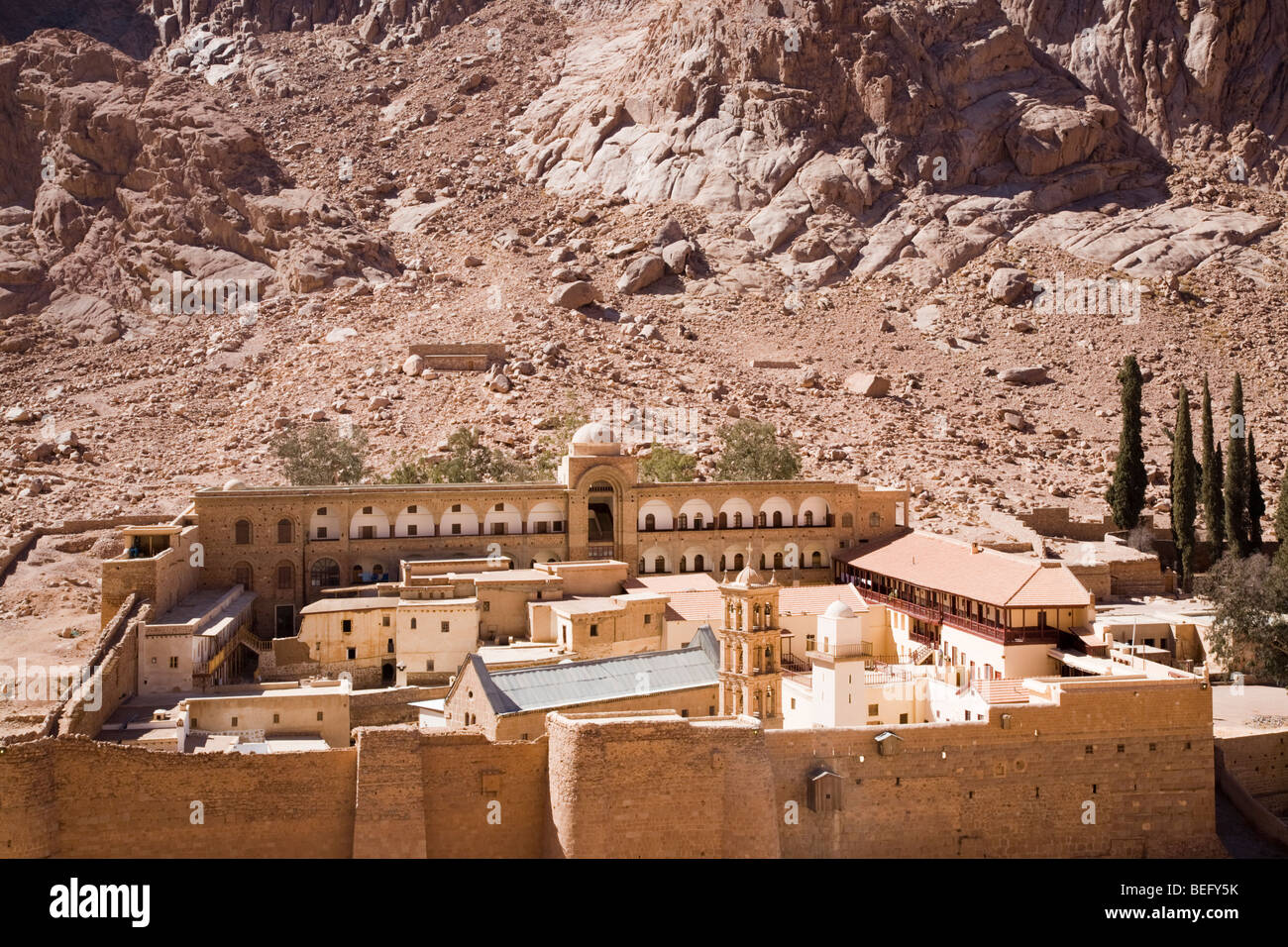St Katherine Sinai Peninsula Ägypten Asien. 6. Jahrhundert Wände St. Catherines Kloster mit Festung im Hochgebirge-Wüste Sinai Stockfoto