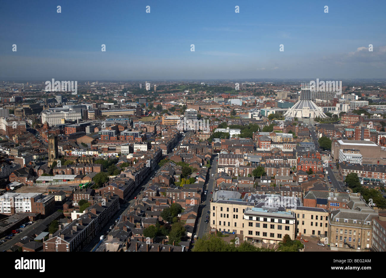 Blick über die Stadt von Liverpool und römisch-katholische Kathedrale Merseyside England uk Stockfoto
