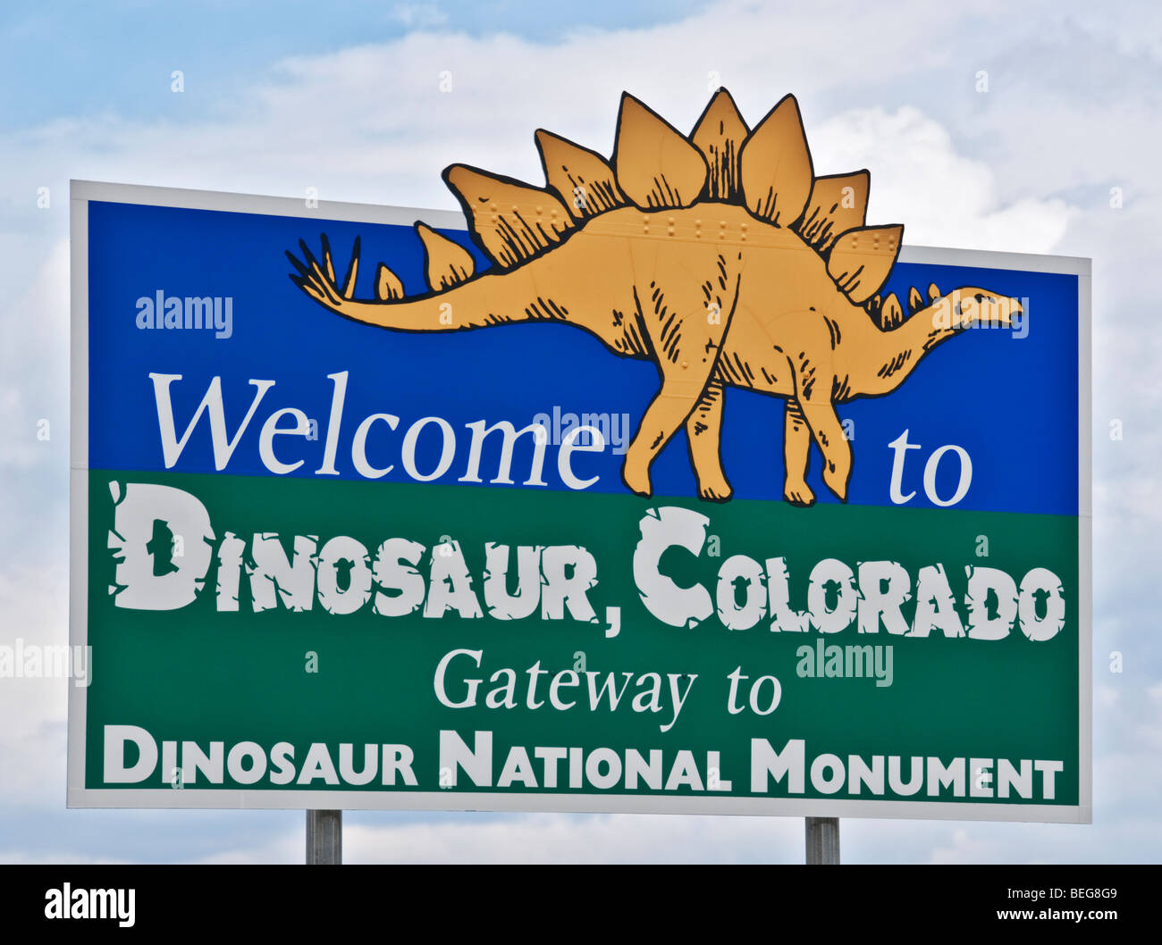 Colorado Dinosaurier Willkommensschild Gateway zum Dinosaur National Monument Stockfoto