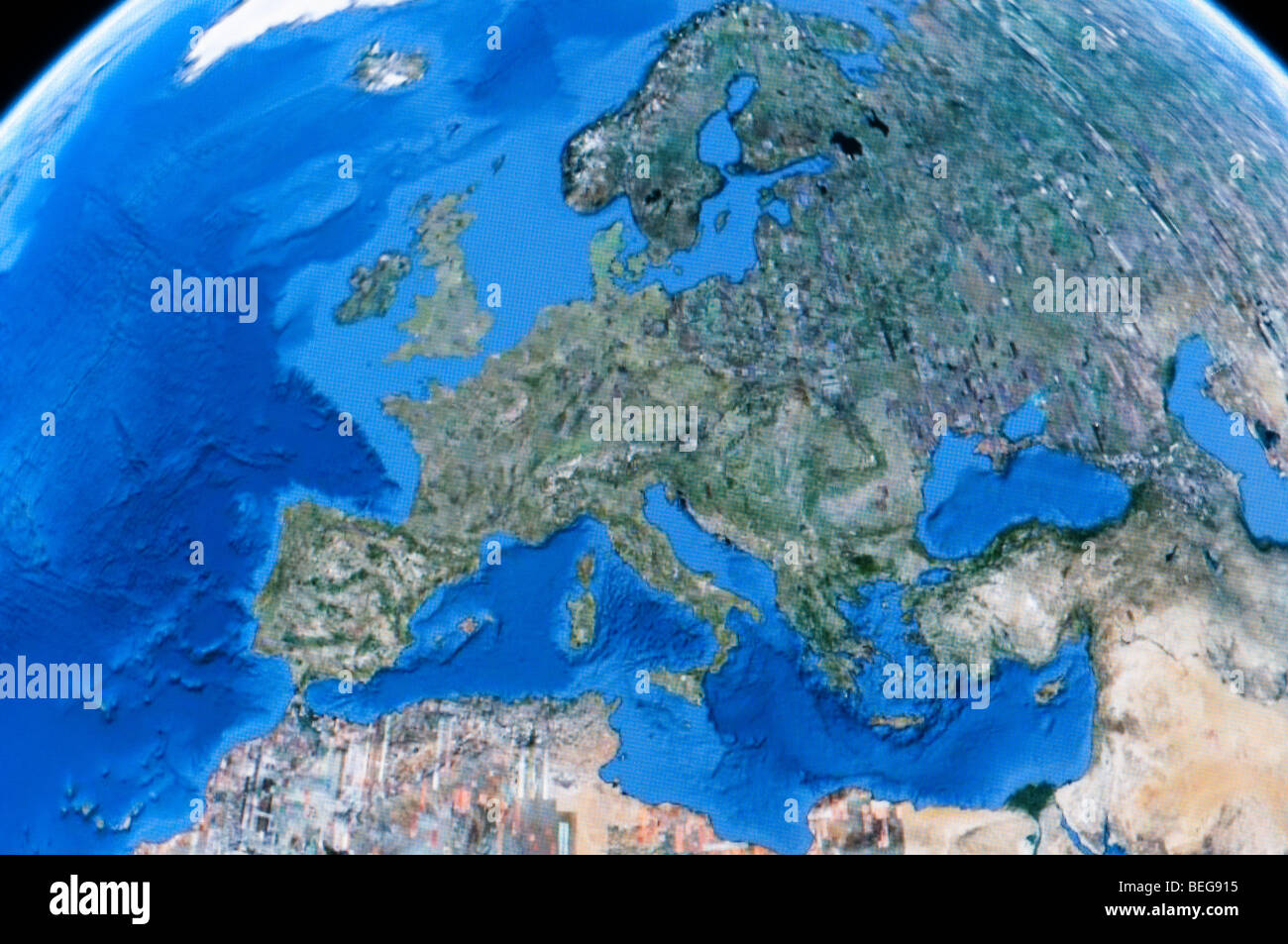 Europa wie auf Google Earth zu sehen Stockfoto