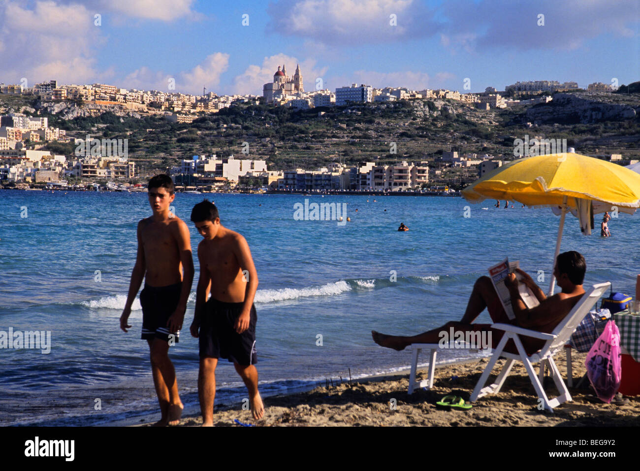 Strand von Mellieha, Malta Stockfoto