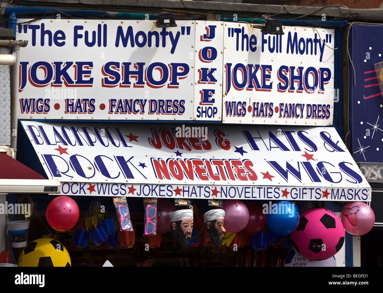 Der volle Monty Joke Shop Blackpool Stockfoto