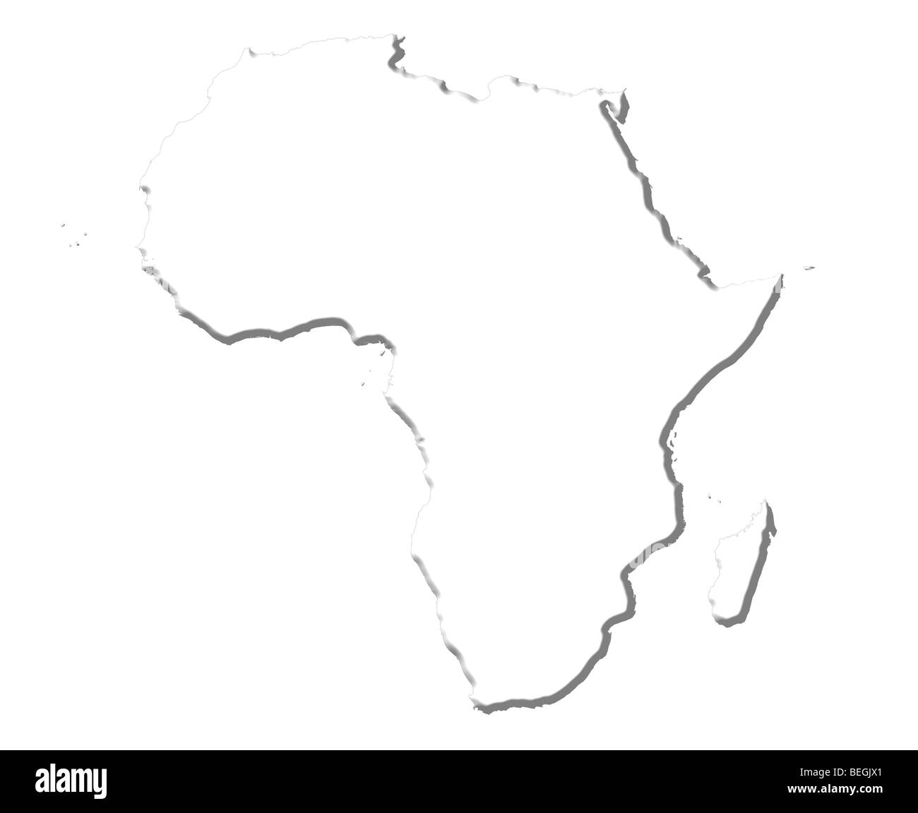 Afrikas weiße 3D-Karte Stockfoto