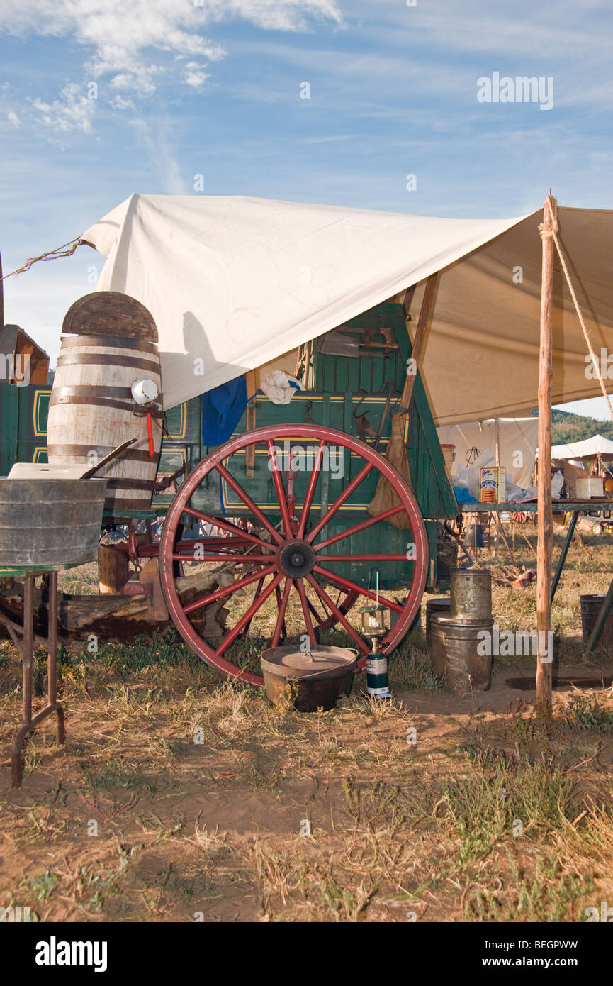 Der Lincoln County Cowboy Symposium und Chuck Wagon Kochwettbewerb findet statt in Ruidoso Downs, New Mexico. Stockfoto