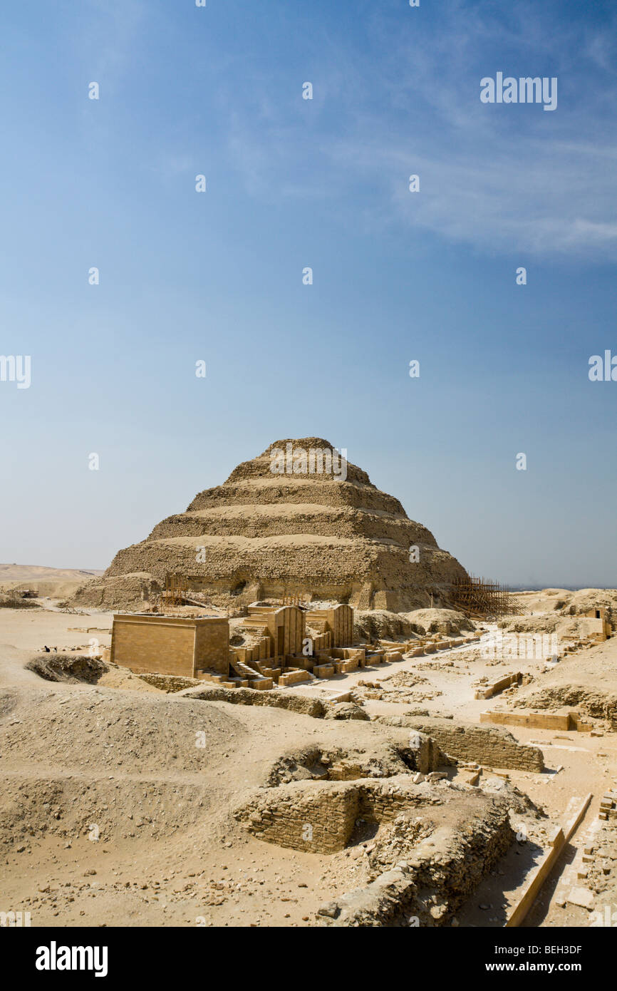 Sakkara Stufenpyramide des Pharao Djoser, Sakkara, Ägypten Stockfoto