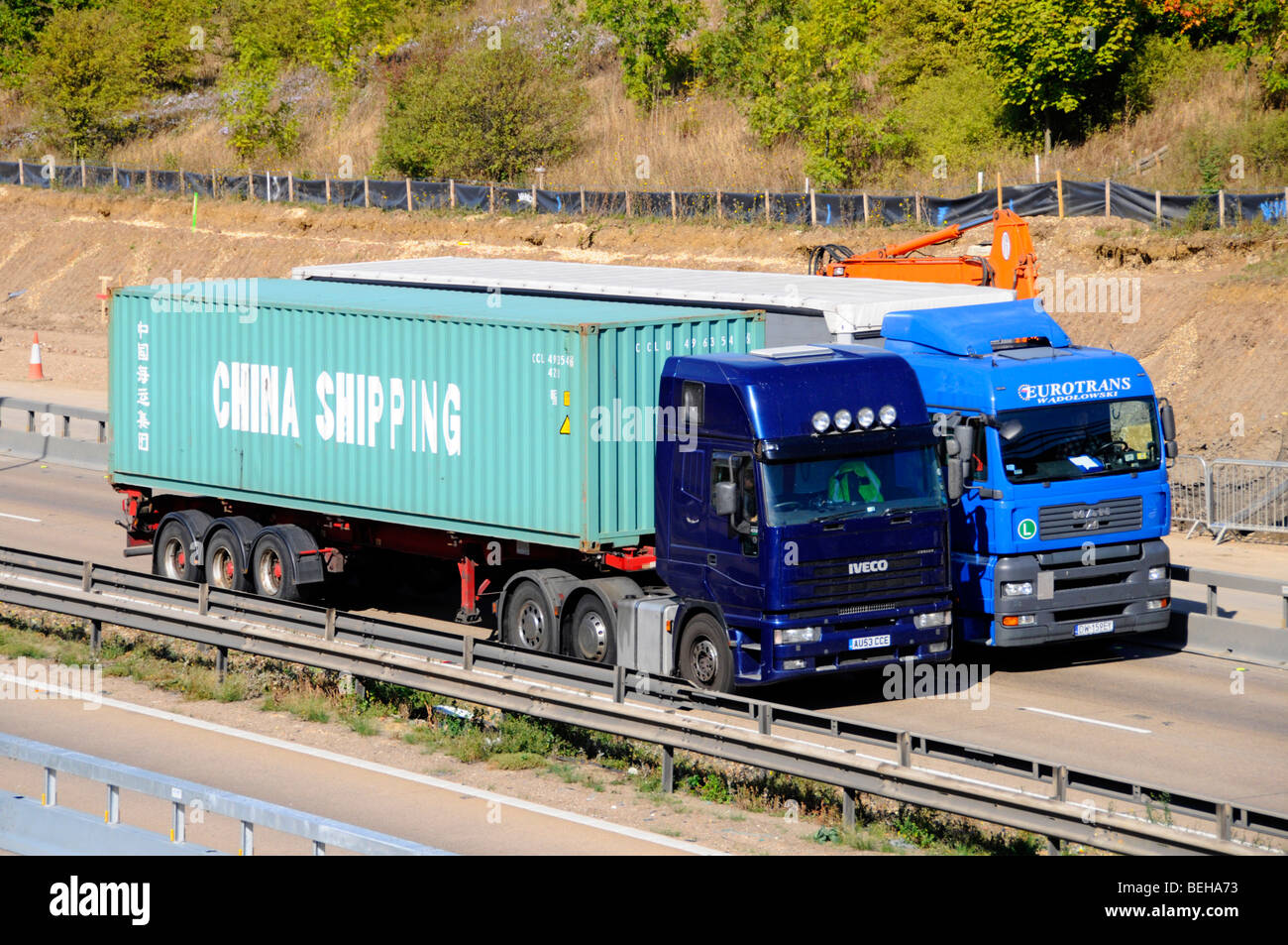 M25 Autobahn LKW Fahrniveau 50 km/h Durchschnittsgeschwindigkeit in Baustellen Abschnitt gesteuert Stockfoto M25 Autobahn LKW Fahrniveau 50 km/h Durchschnittsgeschwindigkeit in Baustellen Abschnitt gesteuert Stockfoto