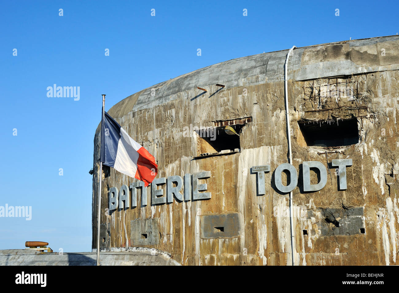 WW2 Atlantic Wall Museum mit zwei zweiten Weltkrieg bunker Batterie Todt, Audinghen, Côte d ' Opale, Frankreich Stockfoto