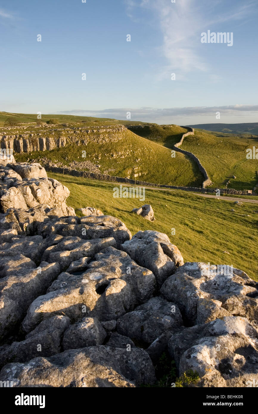 Kalkstein Pflaster in der Nähe von Conistone, Upper Wharfedale in den Yorkshire Dales National Park, England Stockfoto