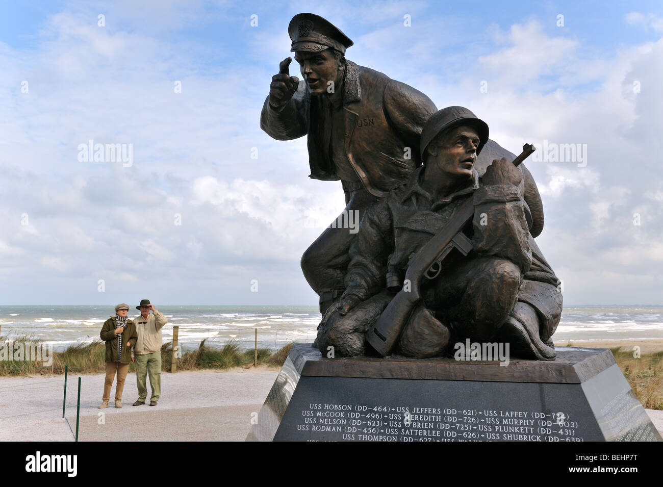 Die WW2 uns Marine d-Day-Monument in der Nähe der Utah Beach Landung Museum in Sainte-Marie-du-Mont, Normandie, Frankreich Stockfoto