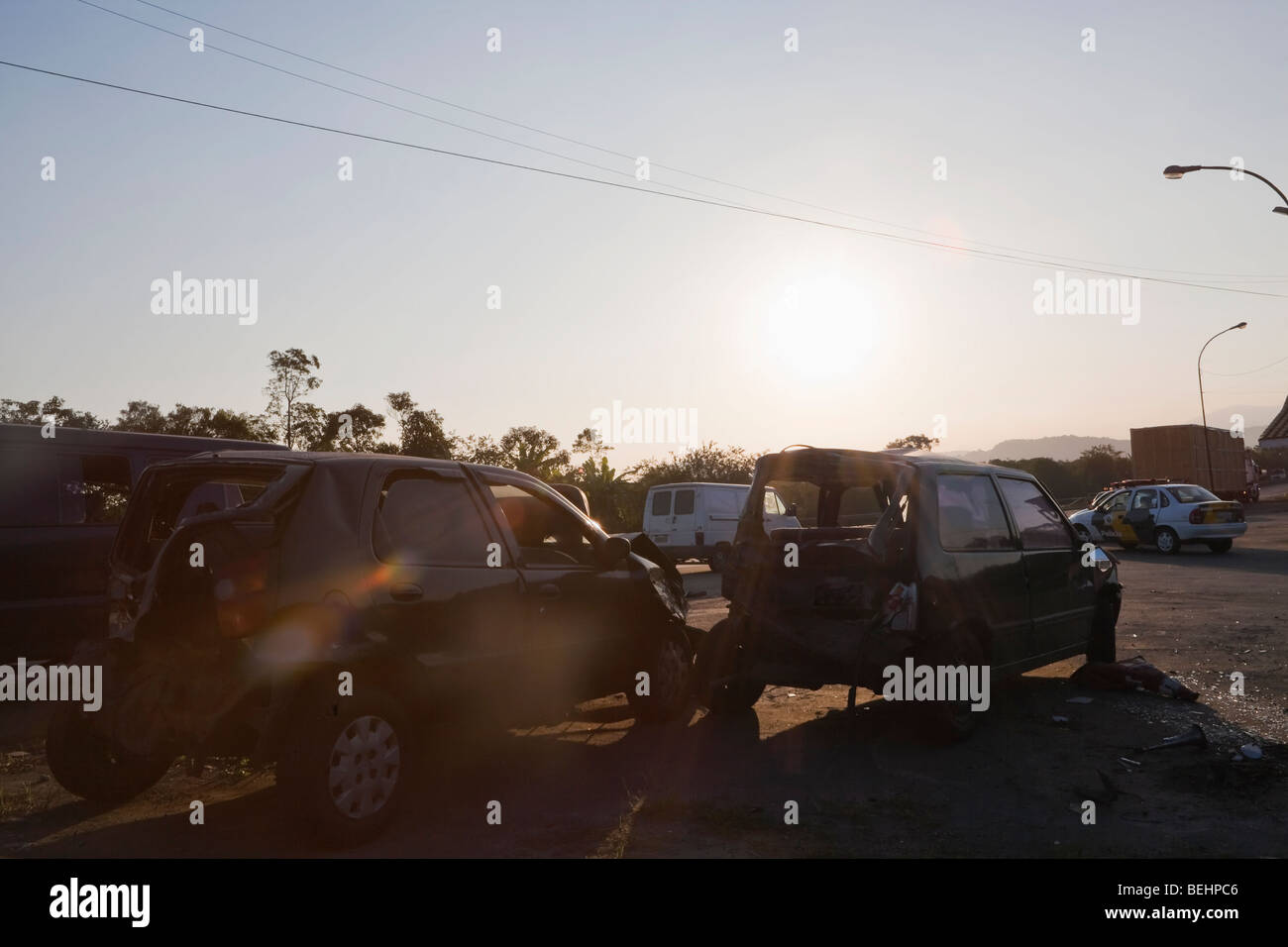 Verkehr auf der Straße, Santos, Bundesstaat Sao Paulo, Brasilien Stockfoto