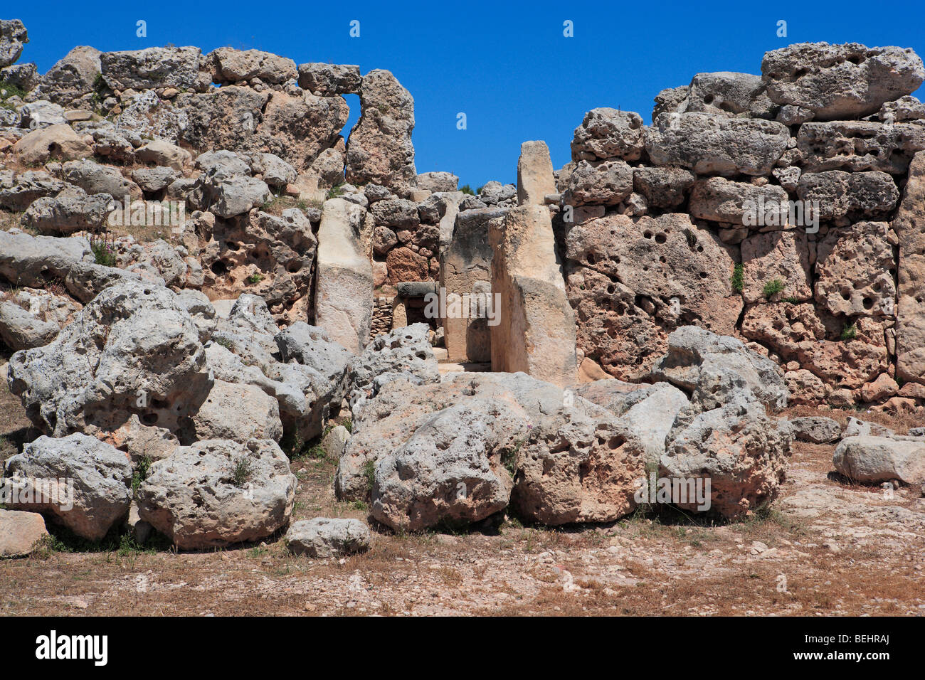 Prähistorische Ggantija Tempel, Xaghra, Gozo Stockfoto