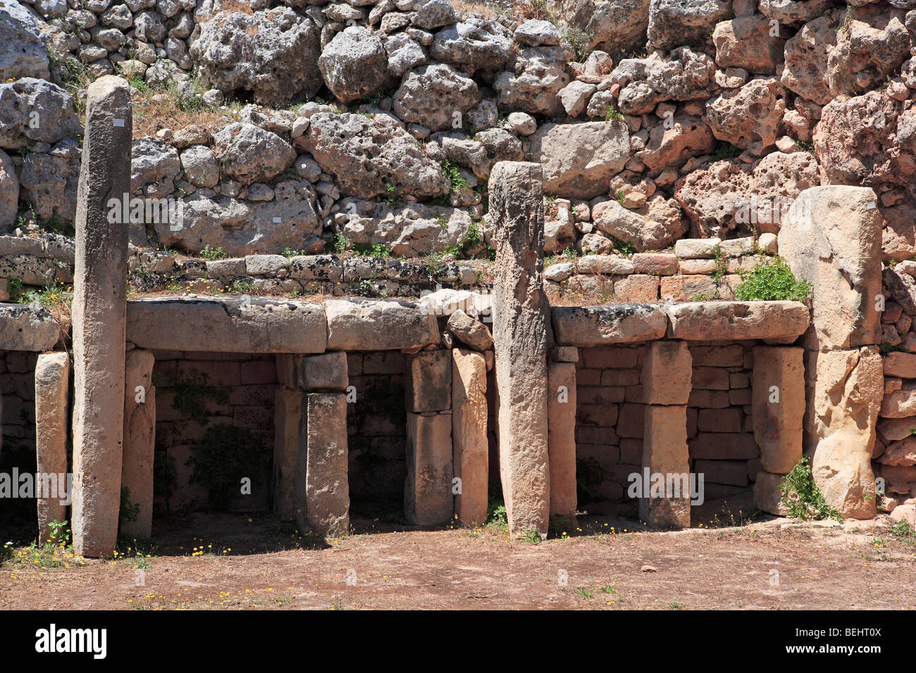 Prähistorische Ggantija Tempel, Xaghra, Gozo Stockfoto
