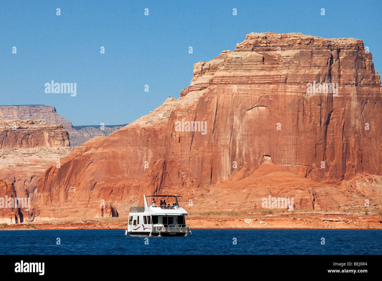 Hausboot am Lake Powell, Glen Canyon National Recreation Area, Utah Stockfoto