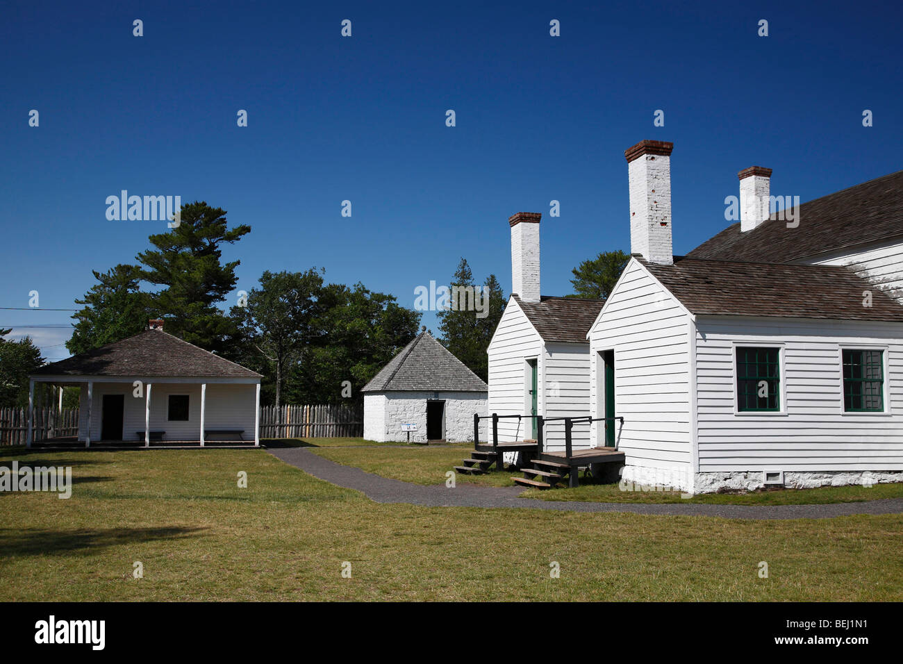 Fort Wilkins State Park ist ein historischer Posten der US Army am Copper Harbor Keweenaw Michigan MI Upper Peninsula Militärgebäude horizontal in den USA Stockfoto