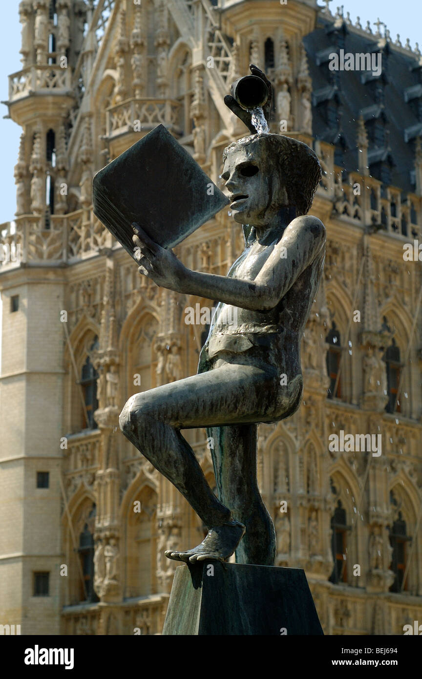 Statue Fons Sapientiae, Louvain, Belgien Stockfoto