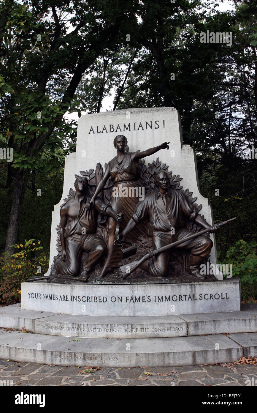 Denkmal für Alabama den konföderierten Soldaten, Gettysburg Stockfoto