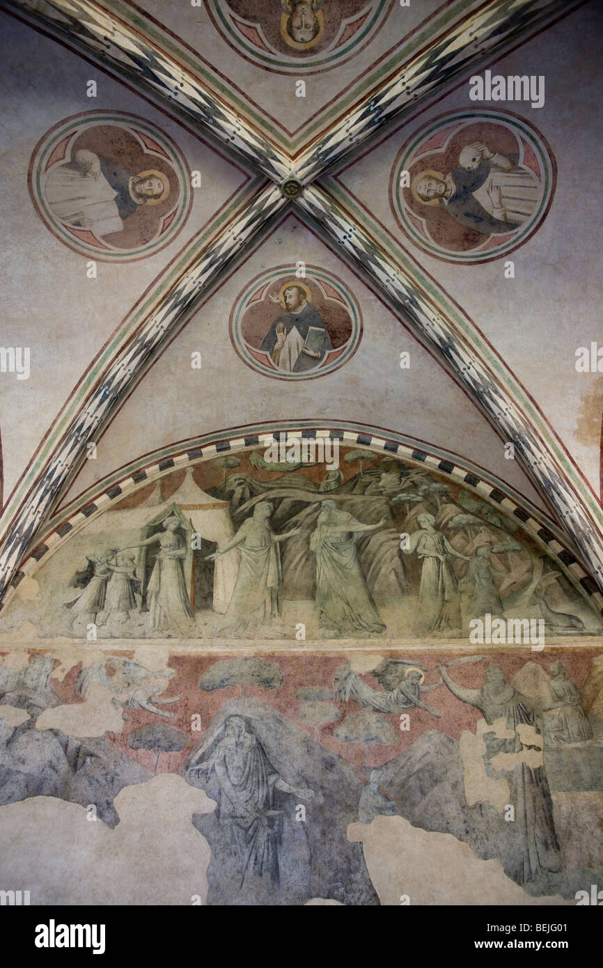 Fresken aus dem 15. Jahrhundert in Chiostro Verde, Santa Maria Novella, Florenz, Italien Stockfoto