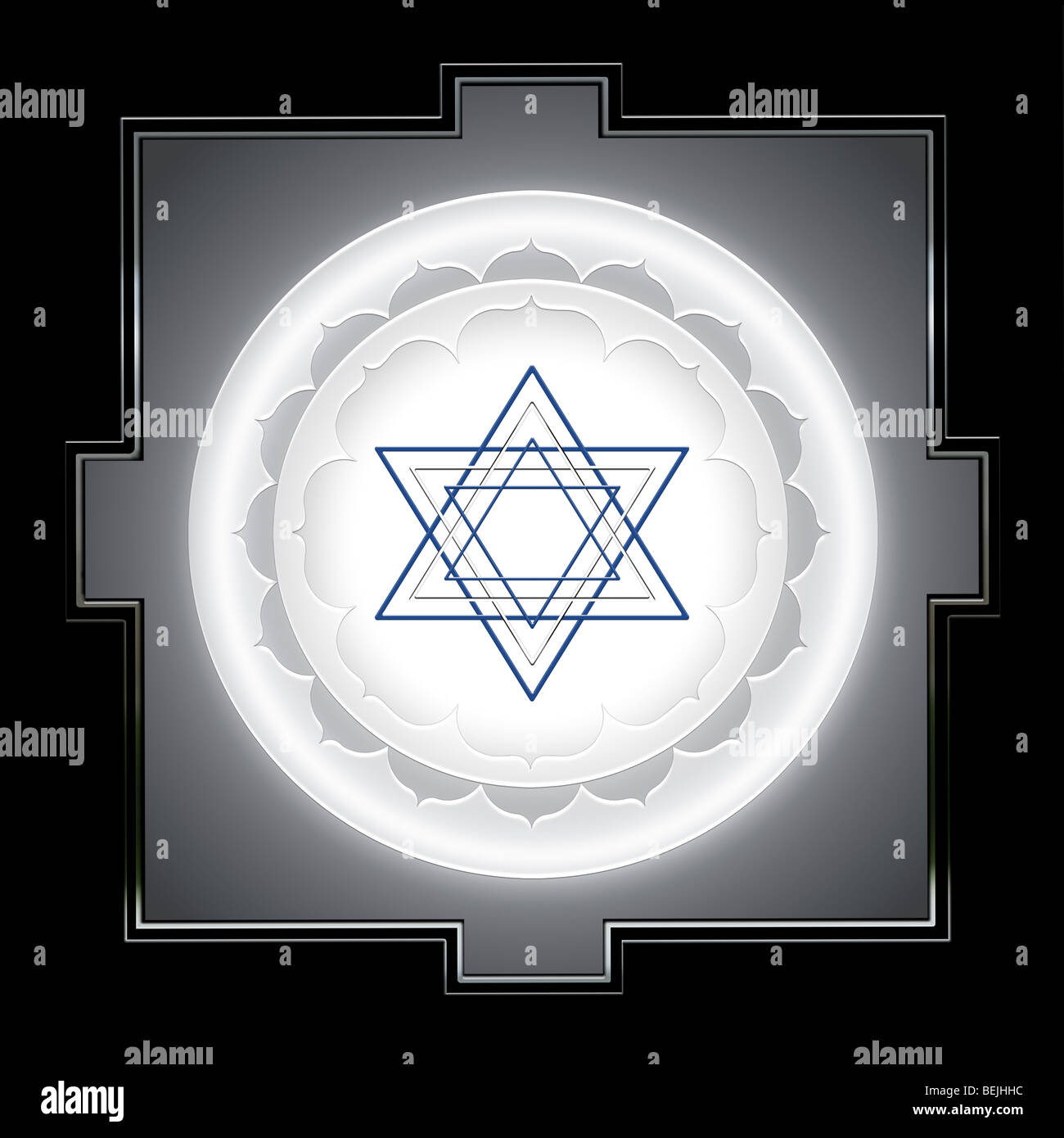 Abbildung eines indischen Yantra-Symbols in der Meditation verwendet Stockfoto