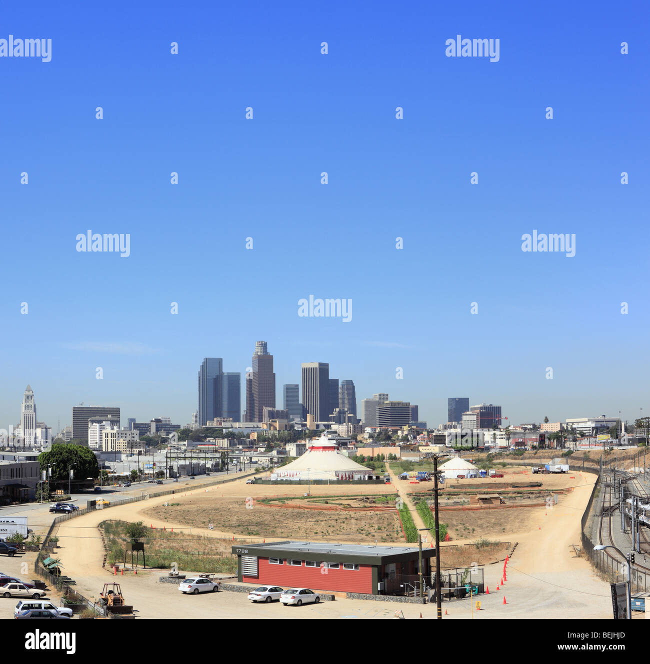 Panorama Stitch Skyline Los Angeles Downtown Stockfotografie Alamy