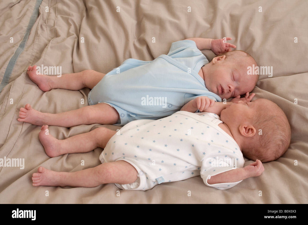 Frühgeborene, eineiigen Zwillingen, 11 Wochen alt Stockfoto