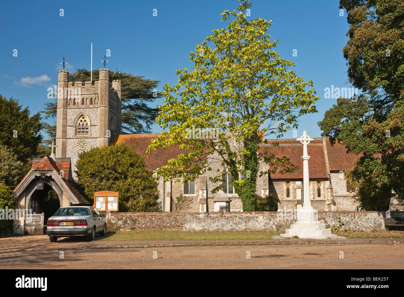 Kirche St Mary the Virgin in Hambleden Dorf in der Nähe von Henley, Oxfordshire, Vereinigtes Königreich Stockfoto