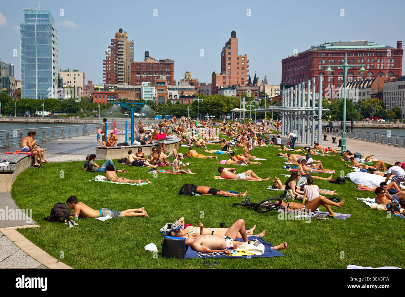 Solarium am Hudson River Park in Manhattan in New York City Stockfoto