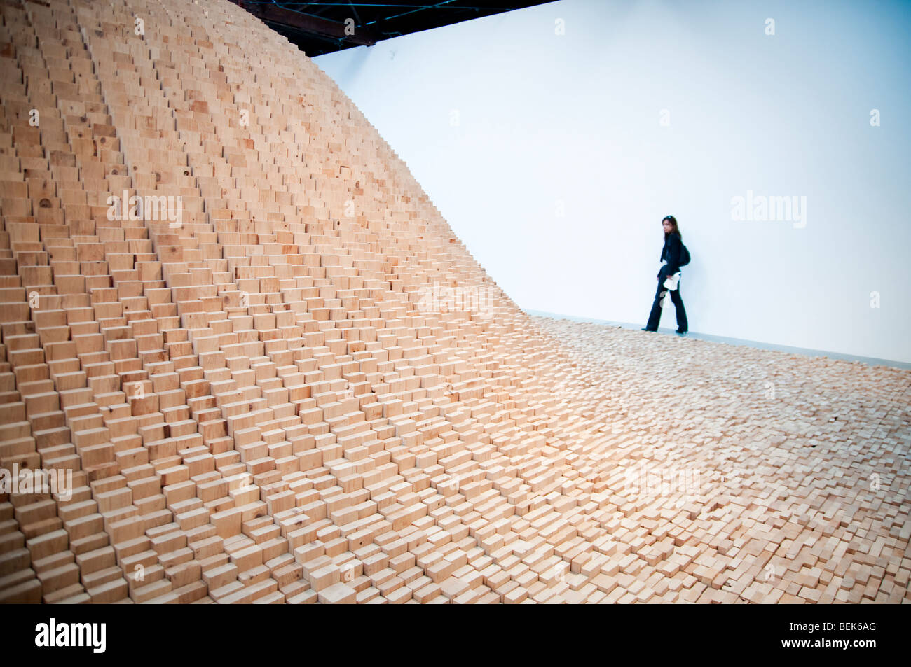 Maya Lin Ausstellung in der Galerie PaceWildenstein in Chelsea in New York, mit dem Titel "Drei Sichtweisen auf die Erde" Stockfoto