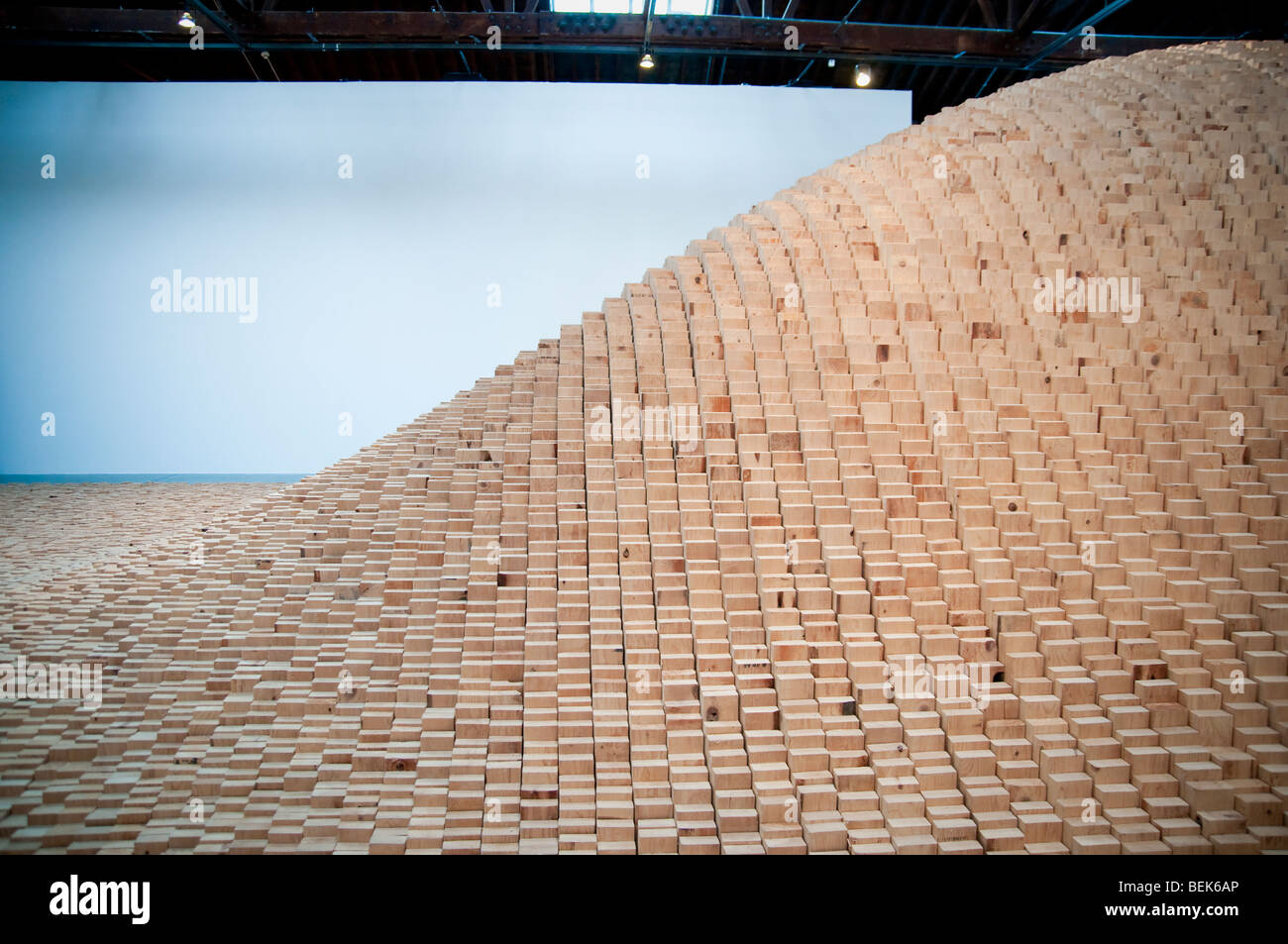 Maya Lin Ausstellung in der Galerie PaceWildenstein in Chelsea in New York, mit dem Titel "Drei Sichtweisen auf die Erde" Stockfoto