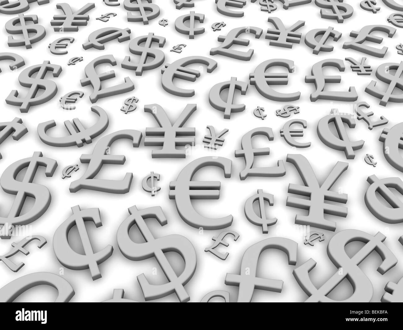 Schwarz / weiß finanzielle Symbole Hintergrund. 3D gerenderte Darstellung Stockfoto